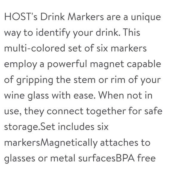 NWT Host Magnetic Drink Markers 6 In Box - Picture 5 of 9